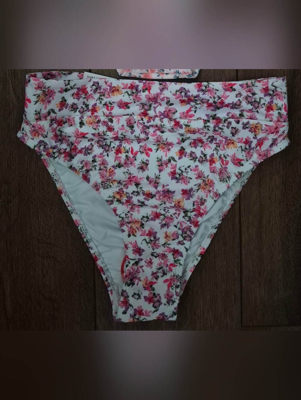 NEW Aero Swim Floral Pink Bikini Bottoms Sz S Ultra High Rise Classic Coverage